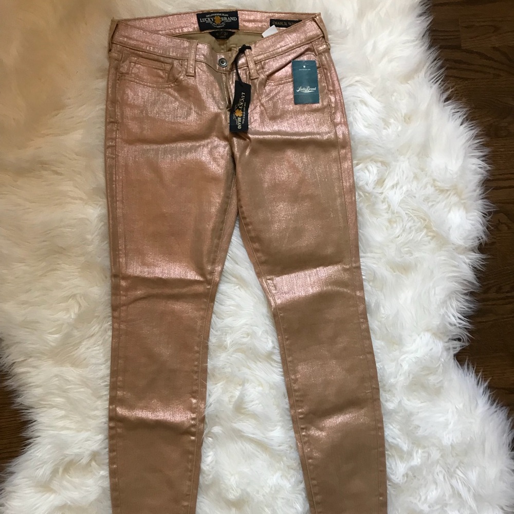 NWT Rose Gold Lucky Skinny Jeans 6